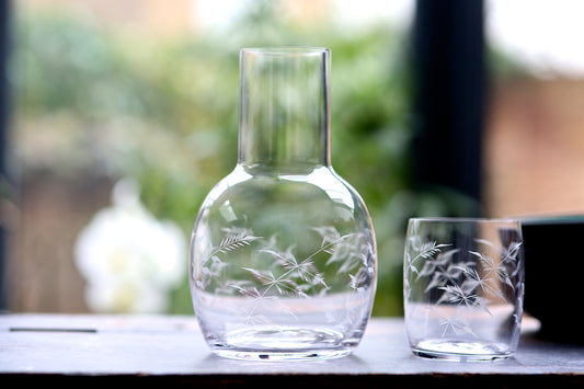 Crystal Carafe Set With Fern Design