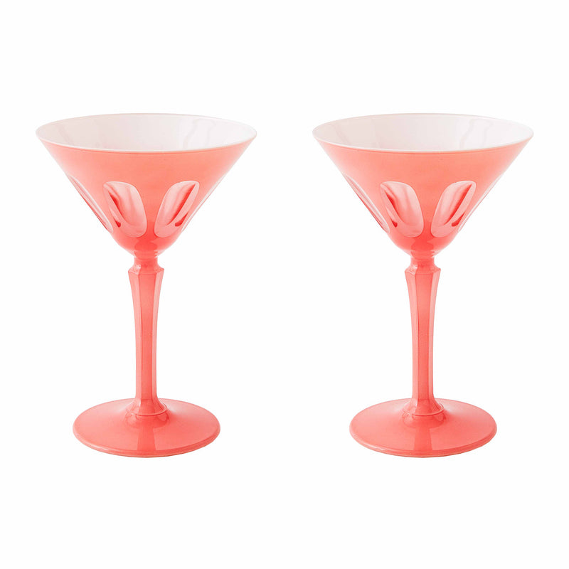 Rialto Glass Martini Salmon , Set Of 2