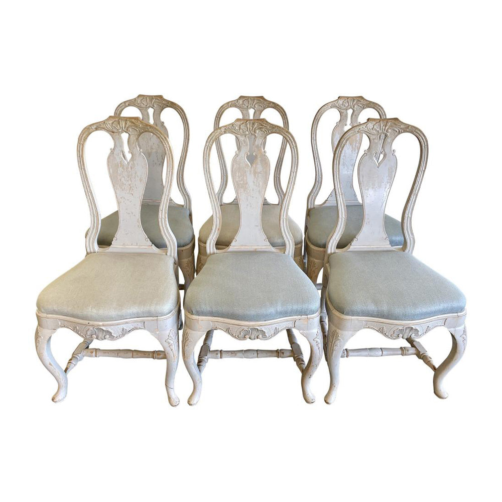 Swedish Rococo Six Dining Chairs