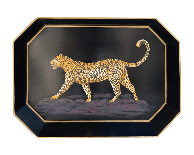 Fauna Handpainted Iron Tray, Leopard