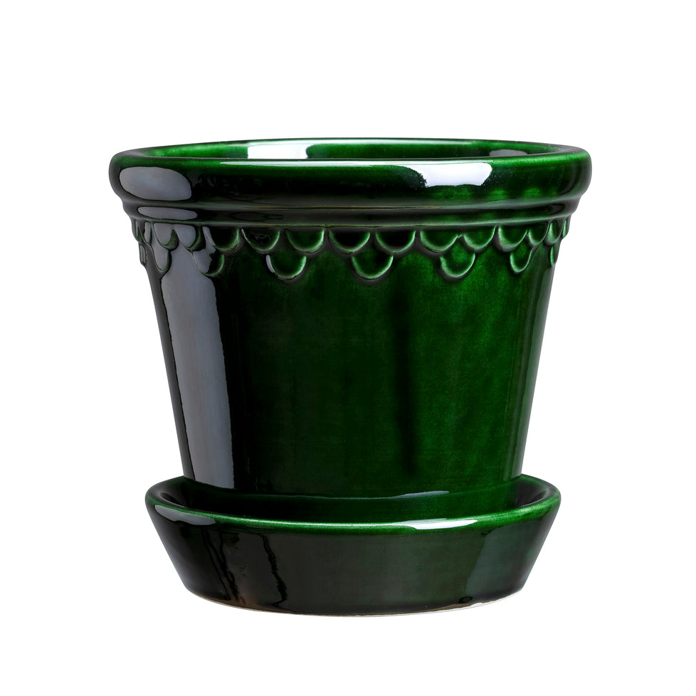 The Castle Pot Set Glazed Emerald Green D 7.1" H 6.7"