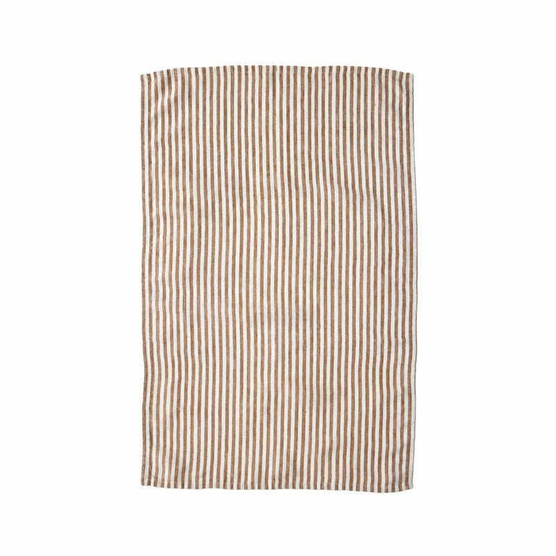 Tangier Stripe Linen Tea Towel Earth , Set Of 2