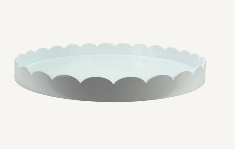 Scalloped Large Round Tray White