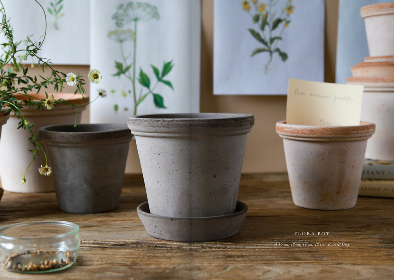 Flora Pot Set, Natural Gray