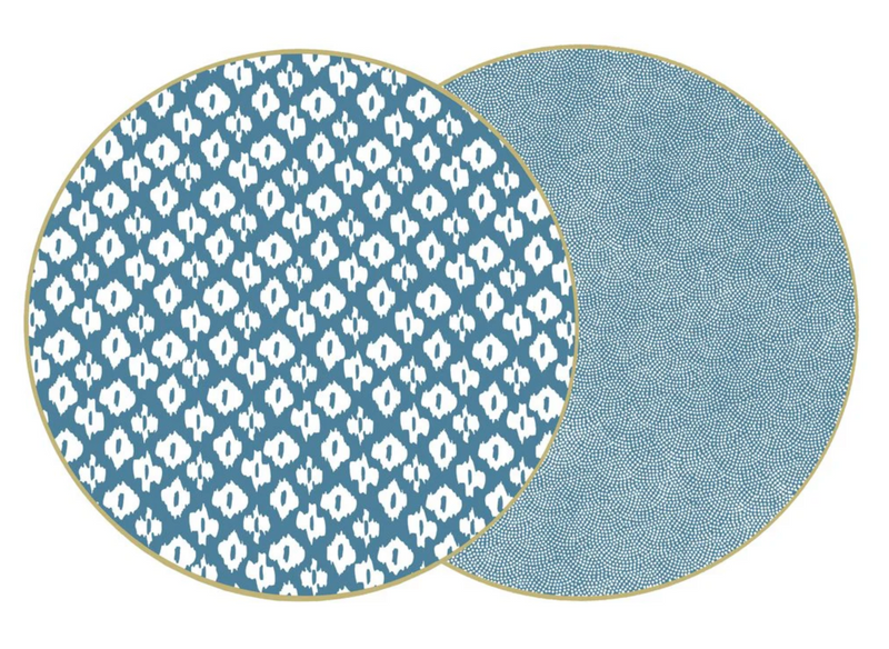 Round Two Sided Ikat Placemat Chinese Blue (Set of 4)