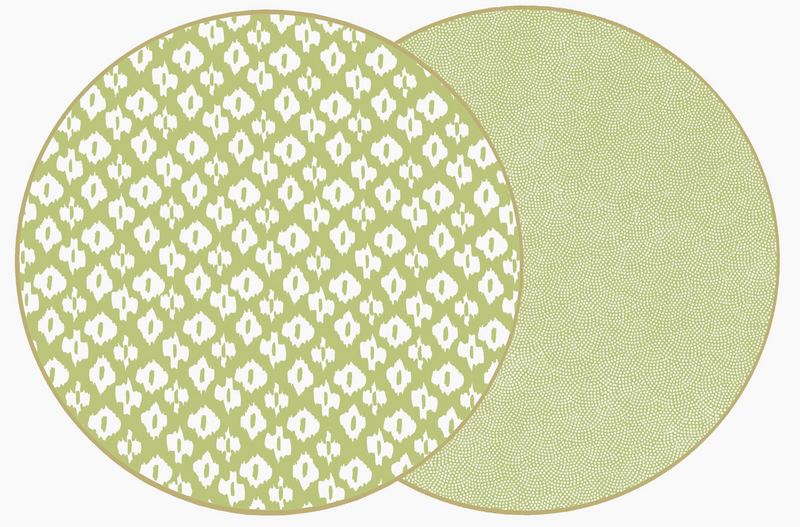 Round Two Sided Ikat Placemat Lime (Set of 4)