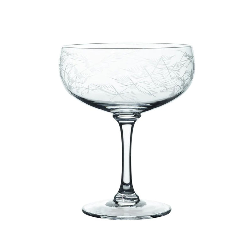 Crystal Champagne Saucers With Fern Design (Set of 4)