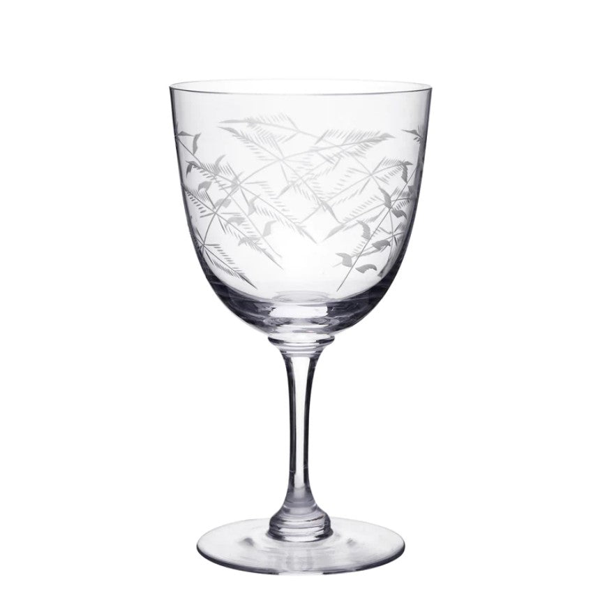 Crystal Wine Glasses With Fern Design (Set of 6)