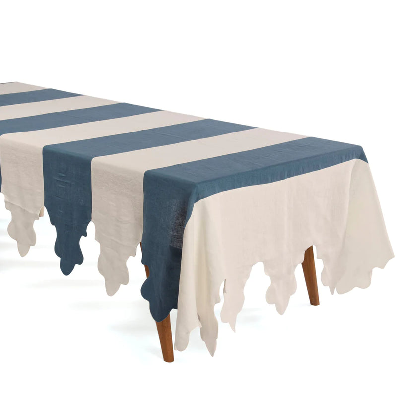 Sulatana Tablecloth Stripes Blue and White