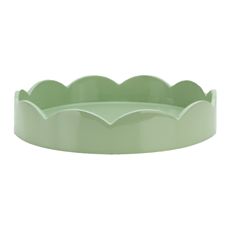 Scalloped Small Round Tray Sage