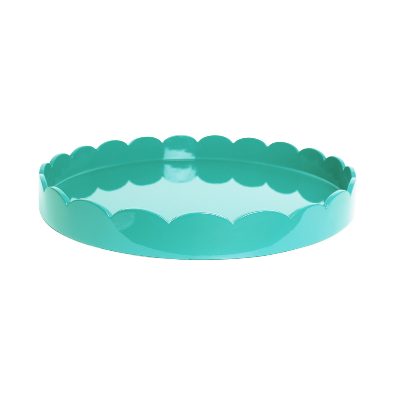 Scalloped Medium Round Tray Turquoise 