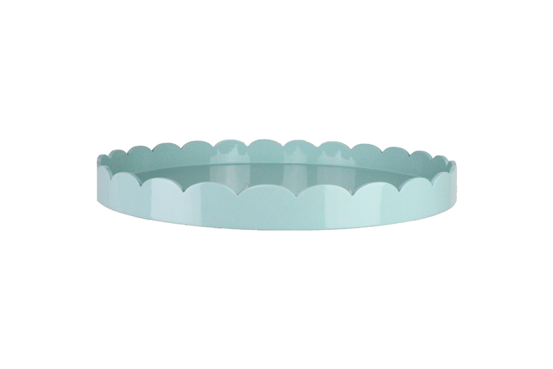 Scalloped Large Round Tray Eau de Nil