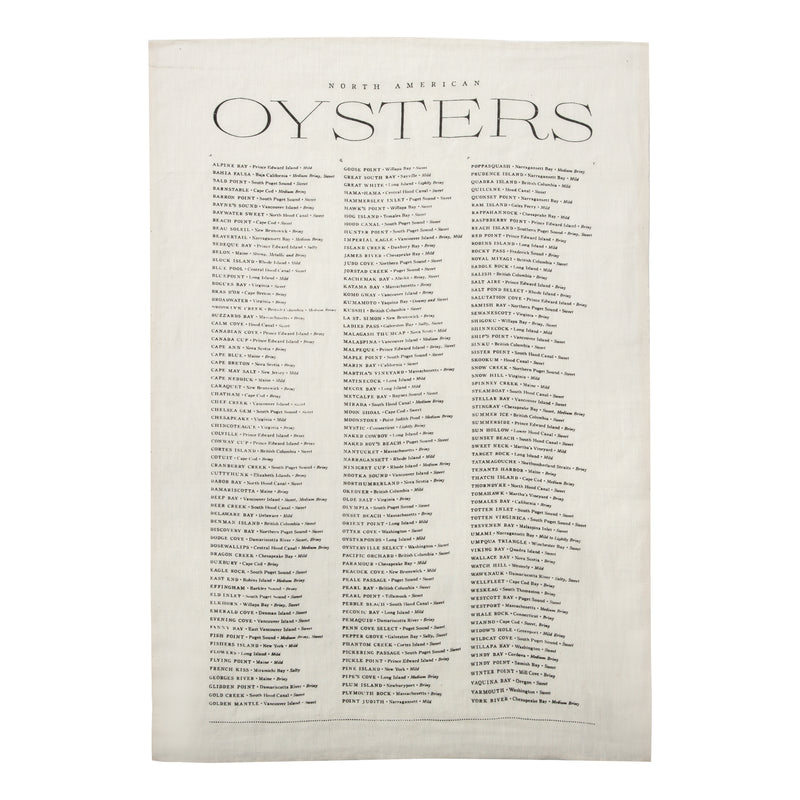 North America Oysters Pure Linen Tea Towel