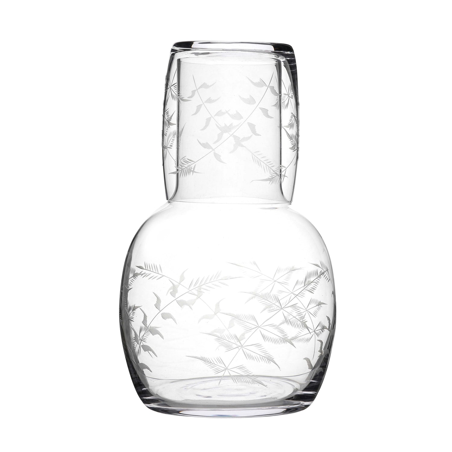 Crystal Carafe Set With Fern Design