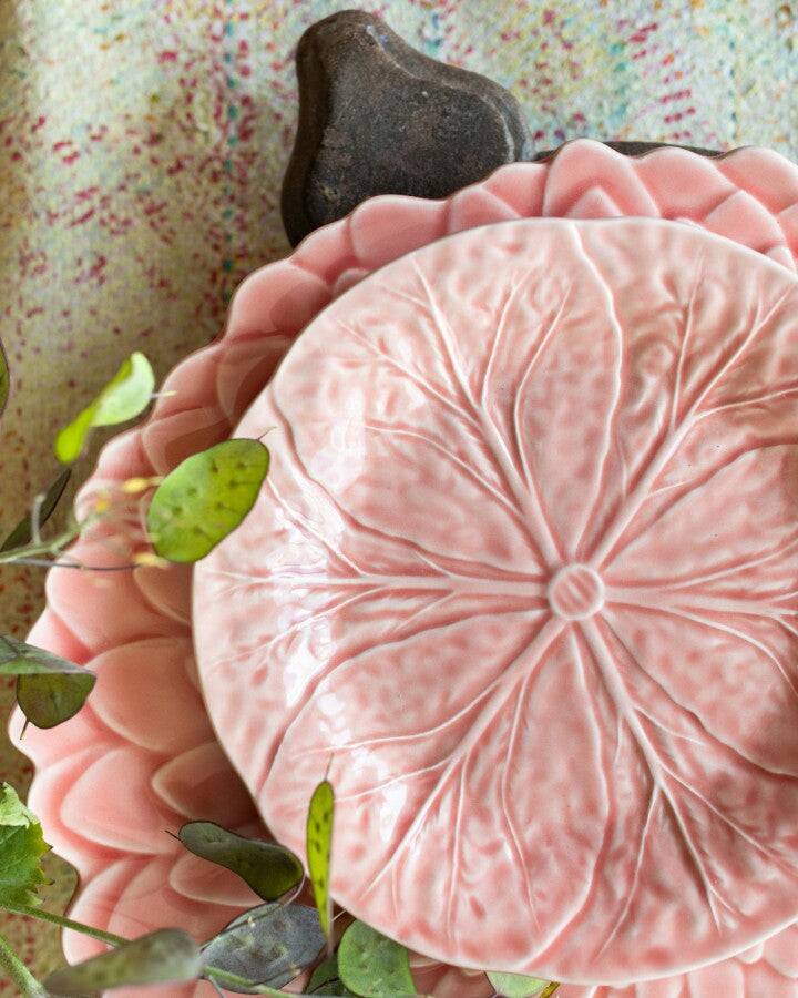 Cabbage Dessert Plate Pale Pink