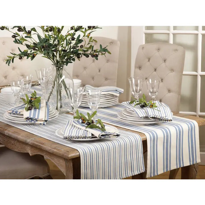 Striped Design Runner, French Blue