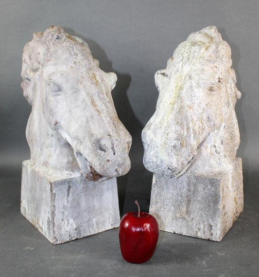 Pair Of Cast Iron Horse Head Statues