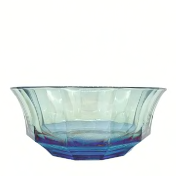 Faceted Blue-To-Green Crystal Salad Bowl