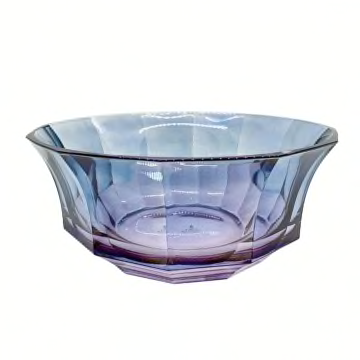 Faceted Purple-To-Blue Crystal Salad Bowl